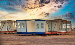 prefab office building on site